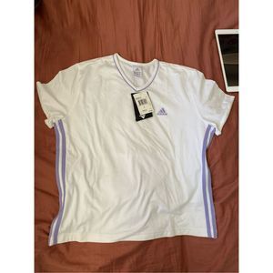 Womens Adidas lavender & white t shirt